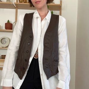 *last chance - make an offer* Vintage Chocolate Leather Vest S/M